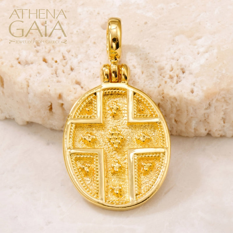 Oval Konstantinata - 18k Gold - Byzantine Embroidery Konstantinata