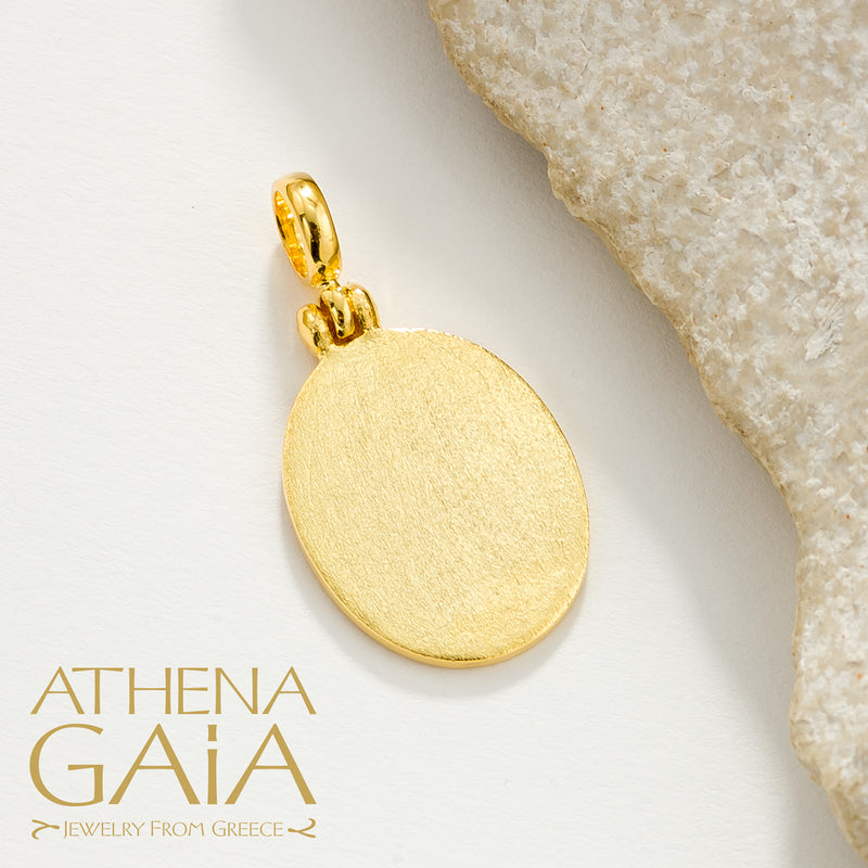 Byzantine Oval Konstantinata - 18k Gold - Greek Cross