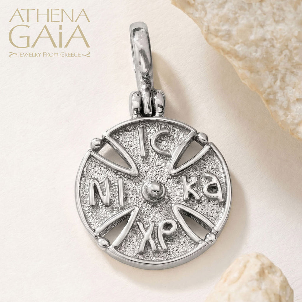 IC XP NIKA Cross - Sterling Silver - Byzantine Embroidery Maltese Konstantinata