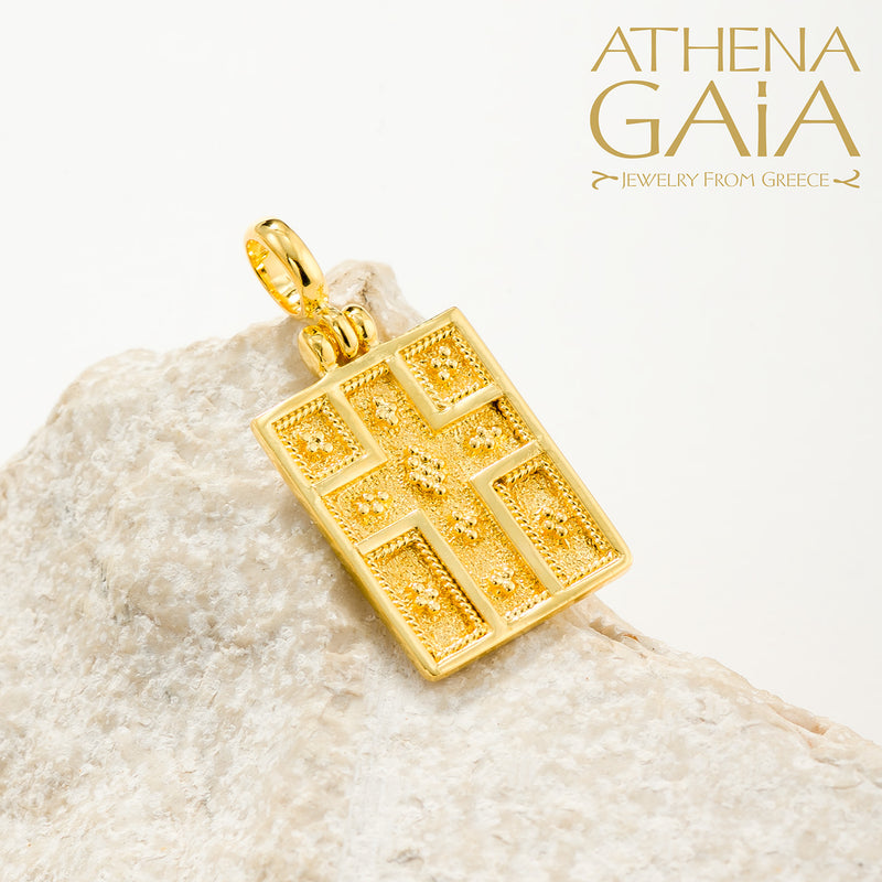 Byzantine Tablet Konstantinata - 18k Gold - Greek Cross