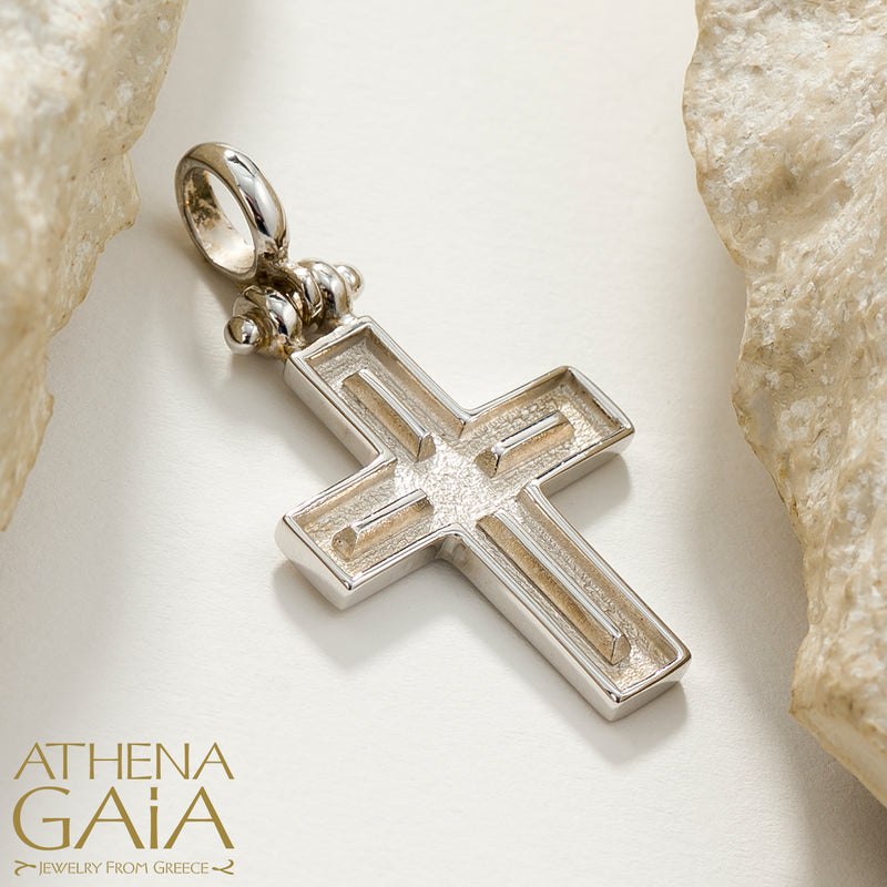 Shadow and Light Center Line Latin Cross - 18k Gold - Orthodox Cross