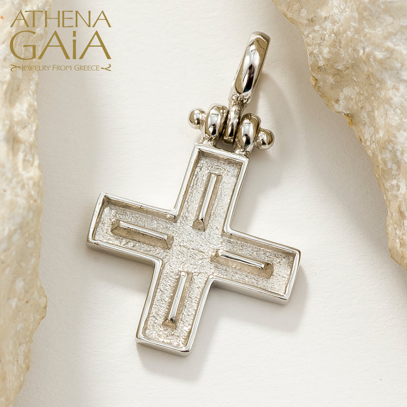 Shadow and Light Center Line Cross- 18k Gold - Greek Orthodox Cross