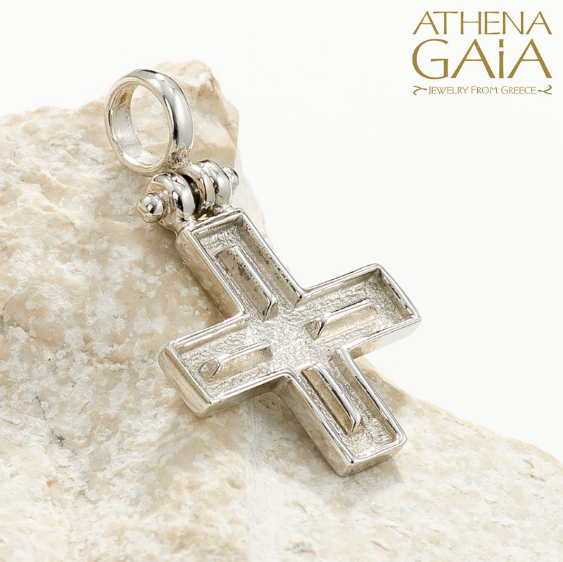 Shadow and Light Center Line Cross- 18k Gold - Greek Orthodox Cross