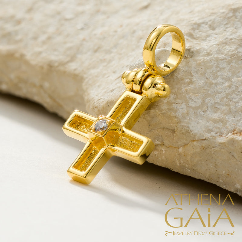 Shadow and Light Cross- 18k Gold - Greek Orthodox Cross