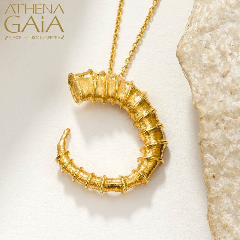 Ram Horn - 18k Gold - Pendant Necklace (Large)