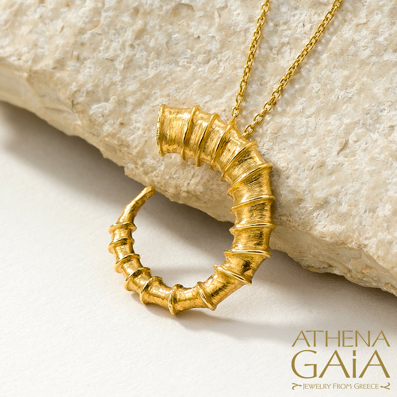 Ram Horn - 18k Gold - Pendant Necklace (Small)