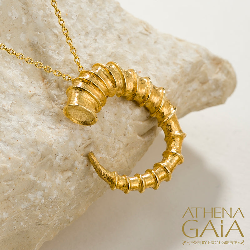 Ram Horn - 18k Gold - Pendant Necklace (Small)