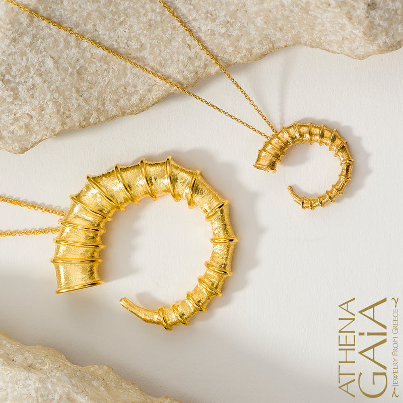 Ram Horn - 18k Gold - Pendant Necklace (Large)