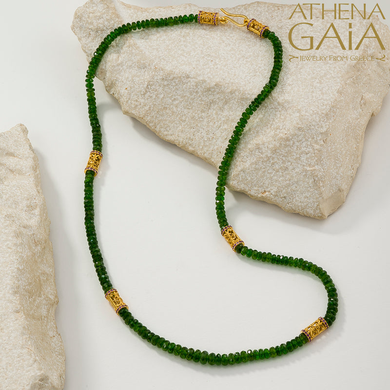Byzantine Embroidery Wide River Necklace - 18k Gold Necklace
