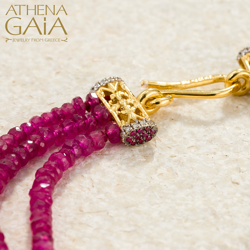 Byzantine Embroidery Triple River Necklace - 18k Gold Necklace