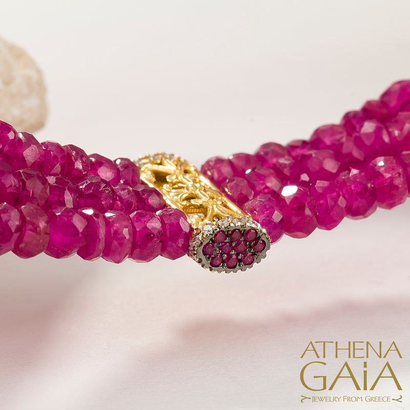 Byzantine Embroidery Triple River Necklace - 18k Gold Necklace