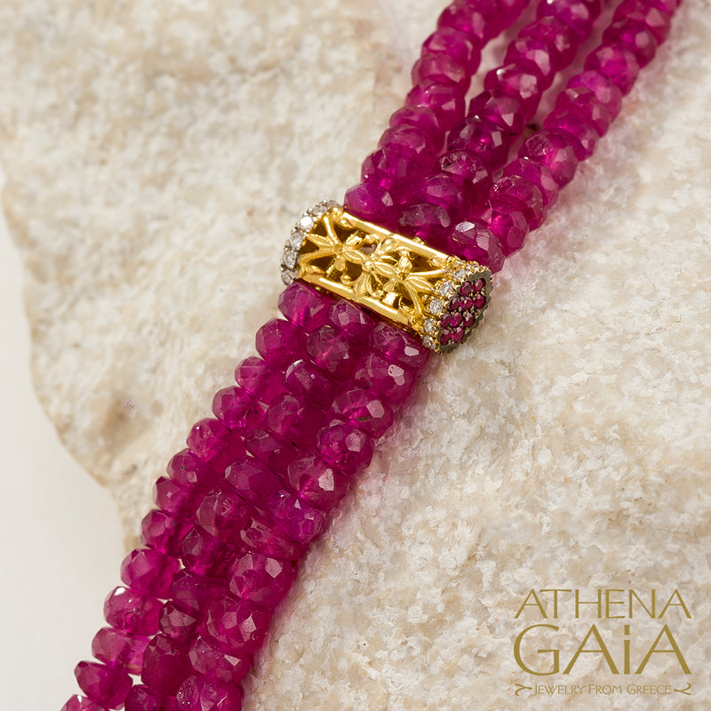 Byzantine Embroidery Triple River Necklace - 18k Gold Necklace