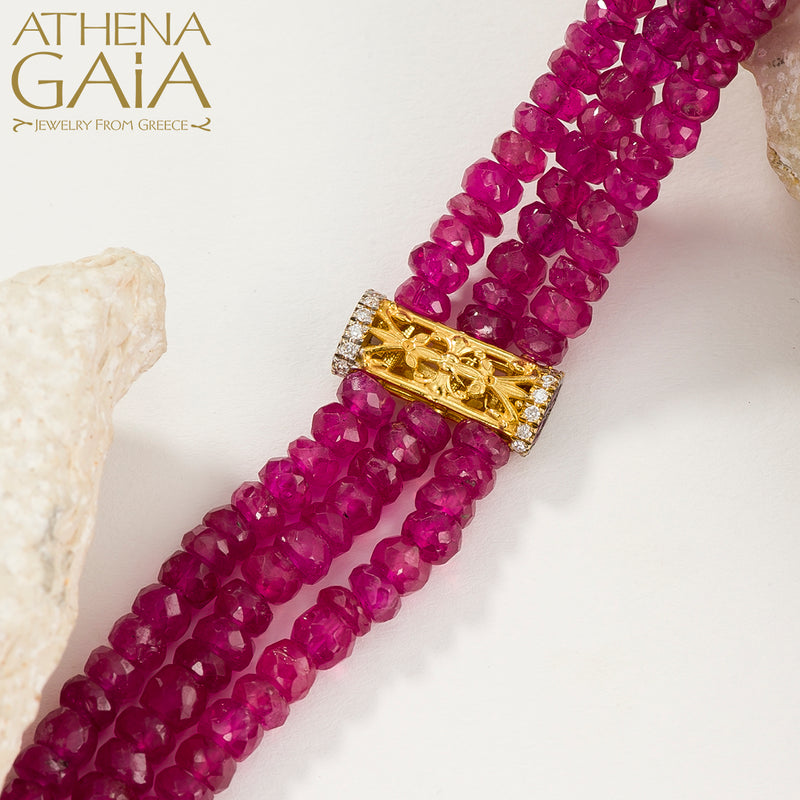 Byzantine Embroidery Triple River Necklace - 18k Gold Necklace