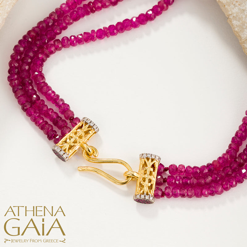 Byzantine Embroidery Triple River Necklace - 18k Gold Necklace