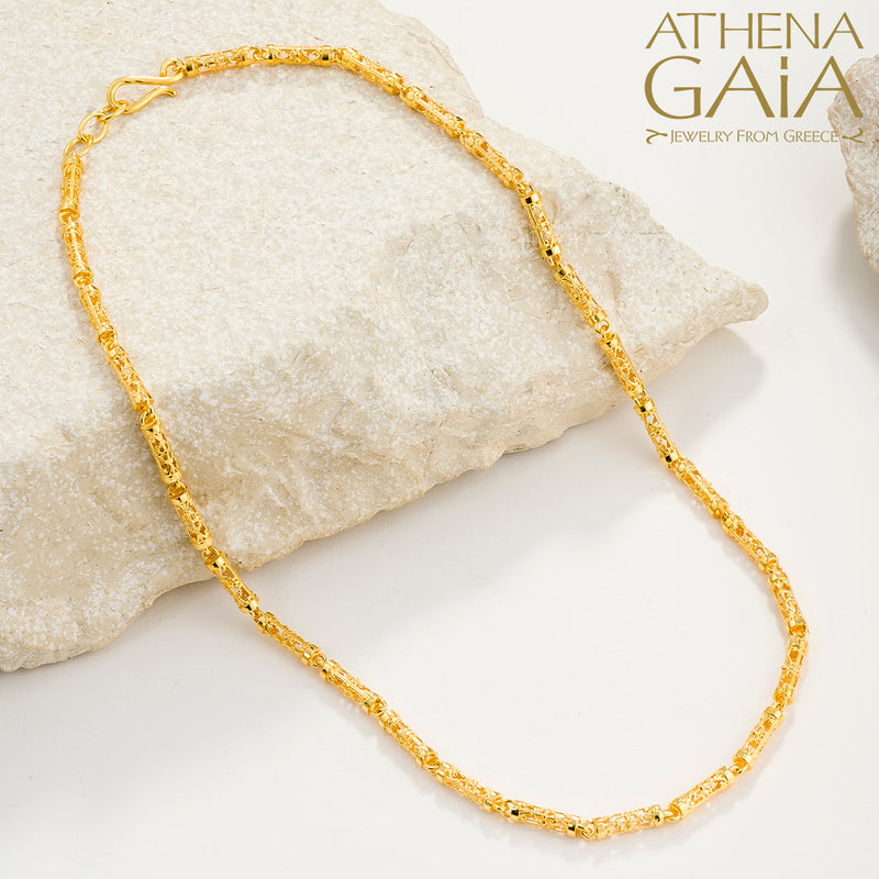 Byzantine Embroidery River Necklace - 18k Gold Necklace