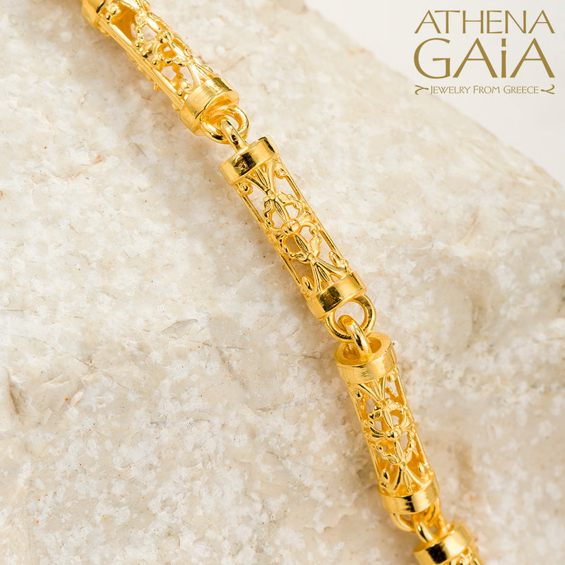 Byzantine Embroidery River Necklace - 18k Gold Necklace