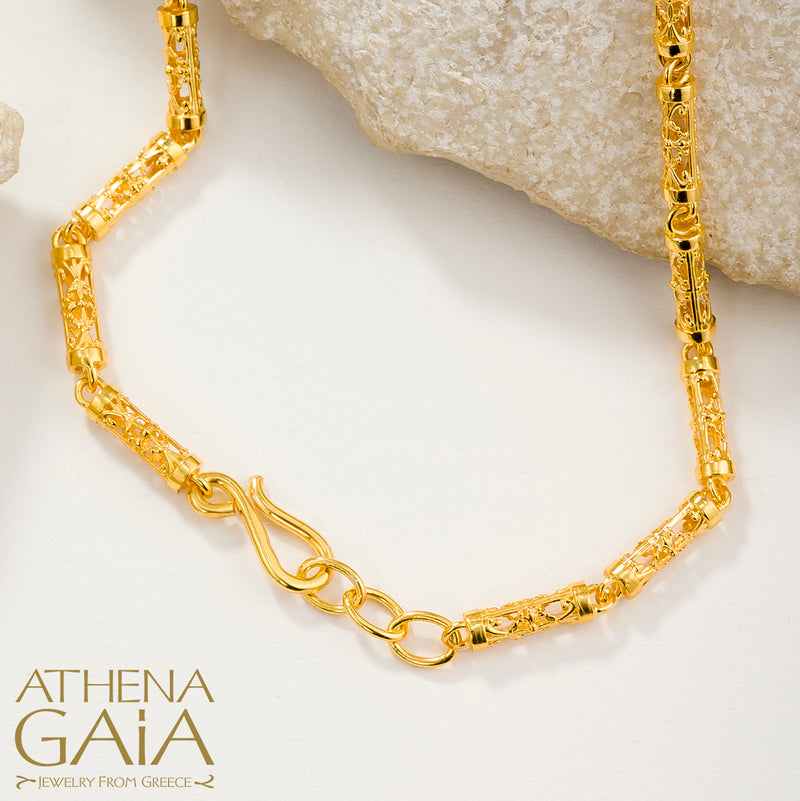 Byzantine Embroidery River Necklace - 18k Gold Necklace