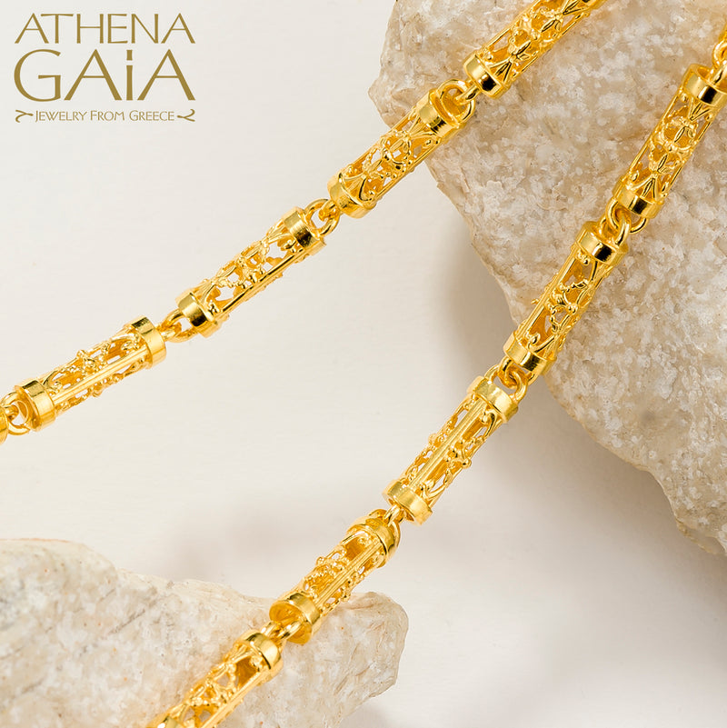 Byzantine Embroidery River Necklace - 18k Gold Necklace