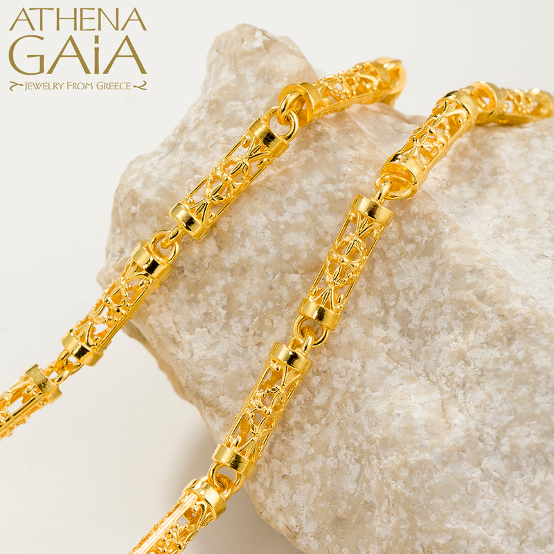 Byzantine Embroidery River Necklace - 18k Gold Necklace