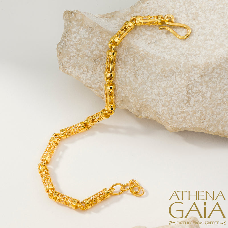 Byzantine Embroidery River Bracelet - 18k Gold Bracelet