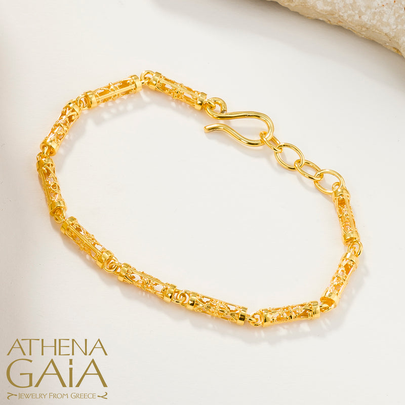 Byzantine Embroidery River Bracelet - 18k Gold Bracelet