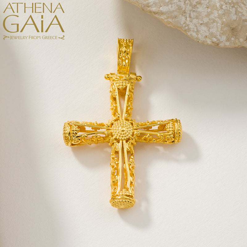 Filigree Orthodox Cross (Small) - 18k Gold - Byzantine Cross