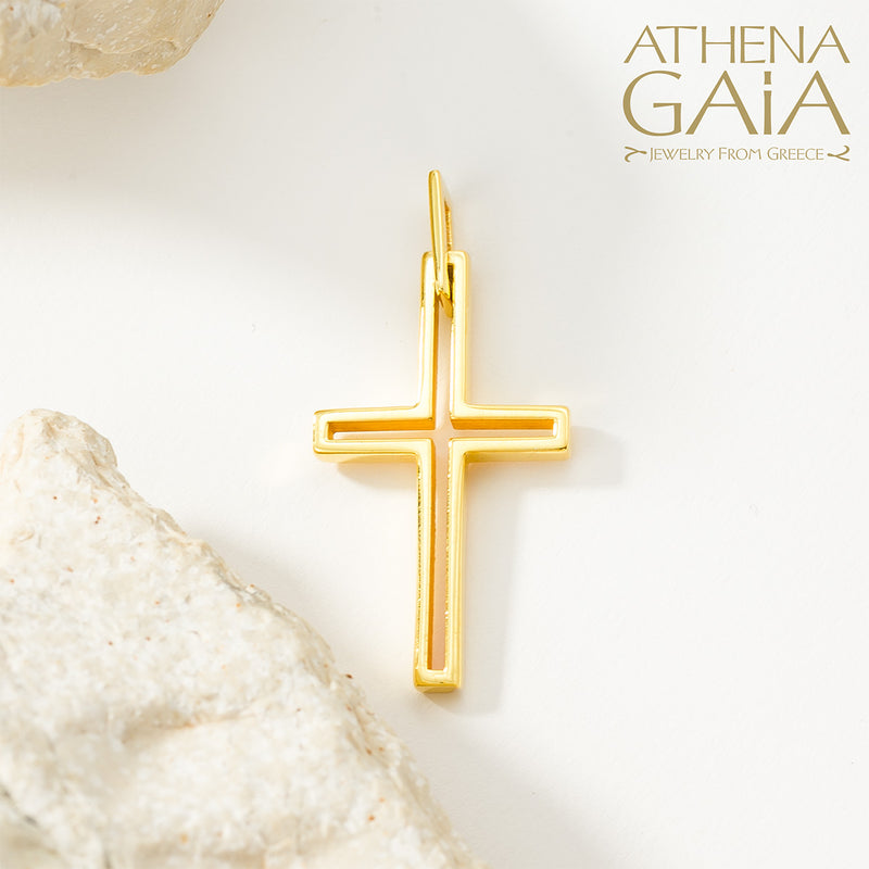 Shadow and Light Open Cross (small) - 18k Gold - Latin Orthodox Cross
