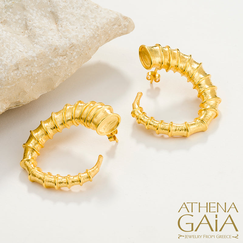 Ram Horn Earrings (Large) - 18k Gold - Hoop Earrings