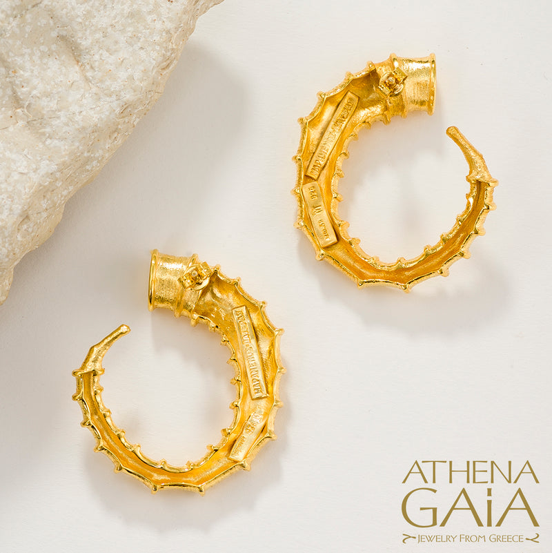 Ram Horn Earrings (Large) - 18k Gold - Hoop Earrings