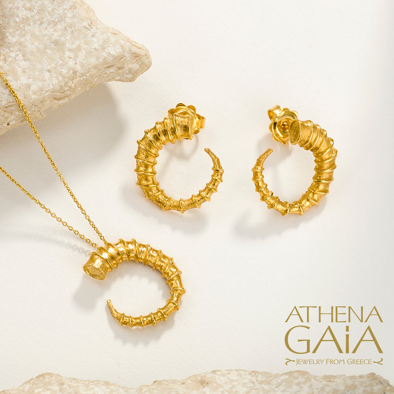 Ram Horn Earrings (Small) - 18k Gold - Hoop Earrings