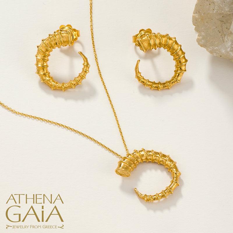 Ram Horn Earrings (Small) - 18k Gold - Hoop Earrings