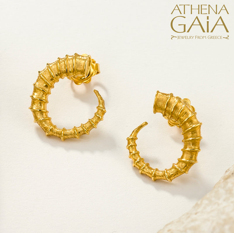 Ram Horn Earrings (Small) - 18k Gold - Hoop Earrings