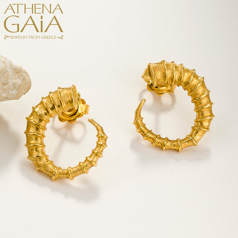 Ram Horn Earrings (Small) - 18k Gold - Hoop Earrings