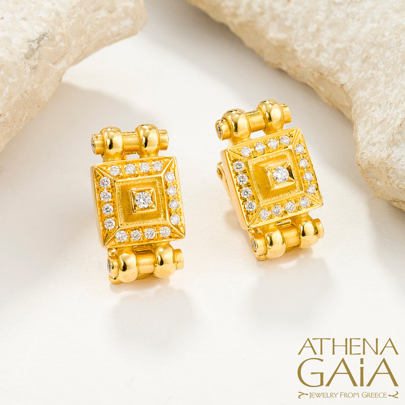 Shadow and Light Double-Bar Symmetry Clip Earrings (Small)