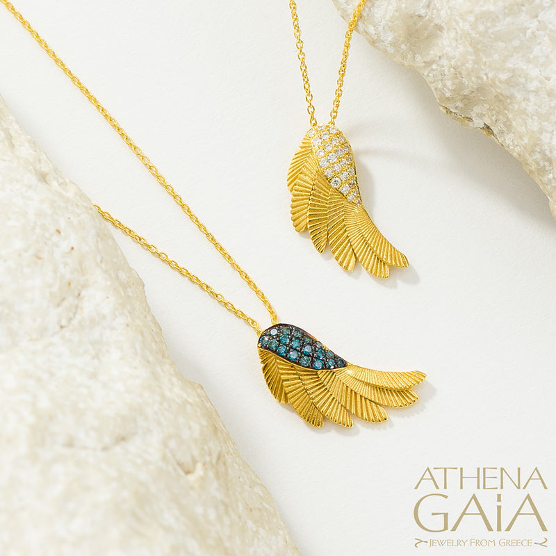 Icarus Wing - 18k Gold and Diamonds - Pendant Necklace (Small)