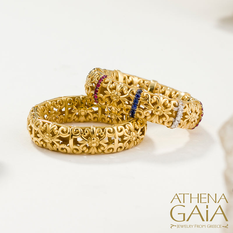 River Stone Ring - 18k Gold Ring - Stackable Ring