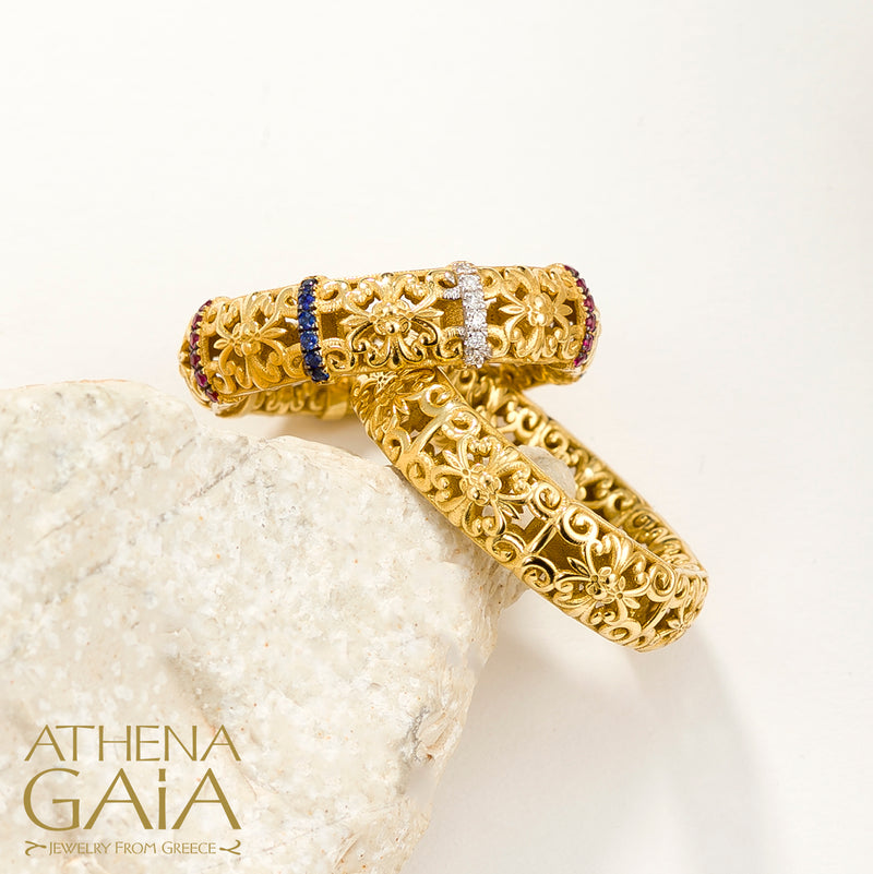 River Stone Ring - 18k Gold Ring - Stackable Ring