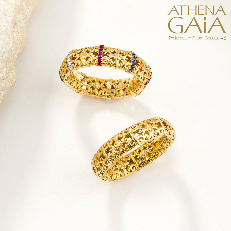 River Stone Ring - 18k Gold Ring - Stackable Ring