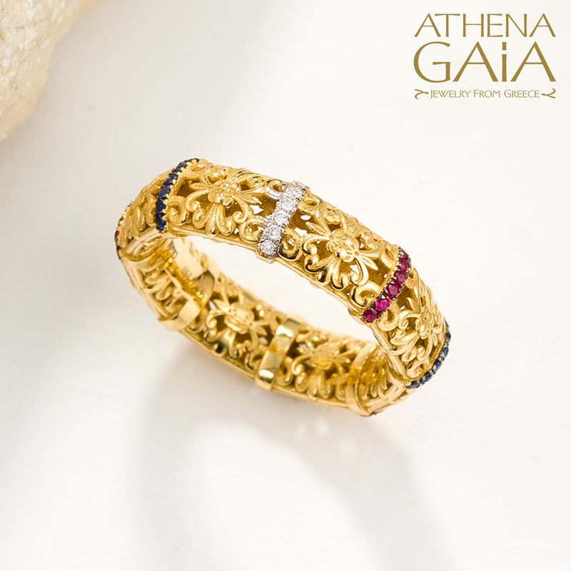 River Stone Ring - 18k Gold Ring - Stackable Ring