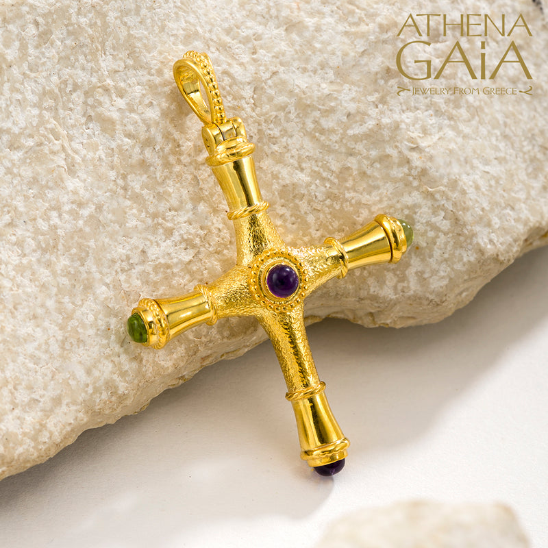 Rhodes Latin Cross (Small) - 18k Gold - Byzantine Cross