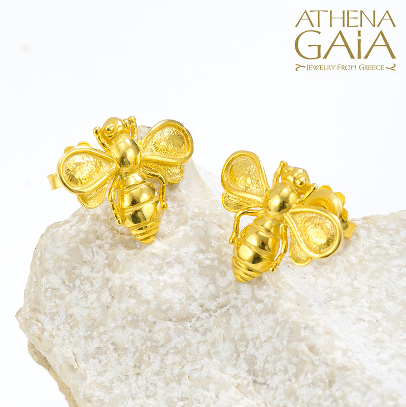 Herbs Let it Bee Post Earrings - 18k Gold Earrings