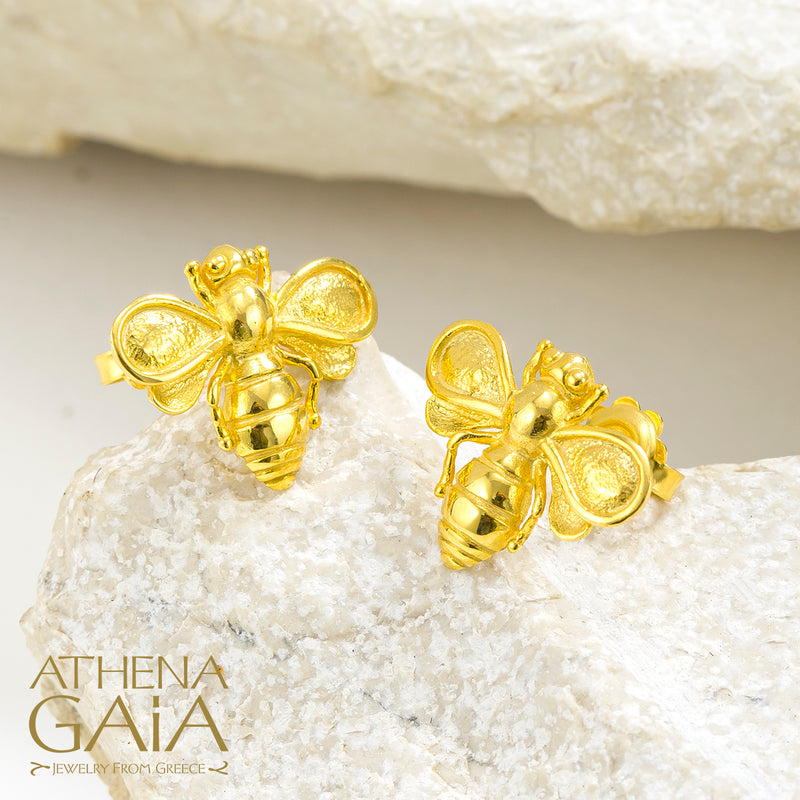Herbs Let it Bee Post Earrings - 18k Gold Earrings