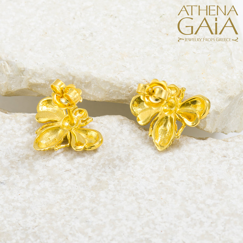 Herbs Let it Bee Post Earrings - 18k Gold Earrings