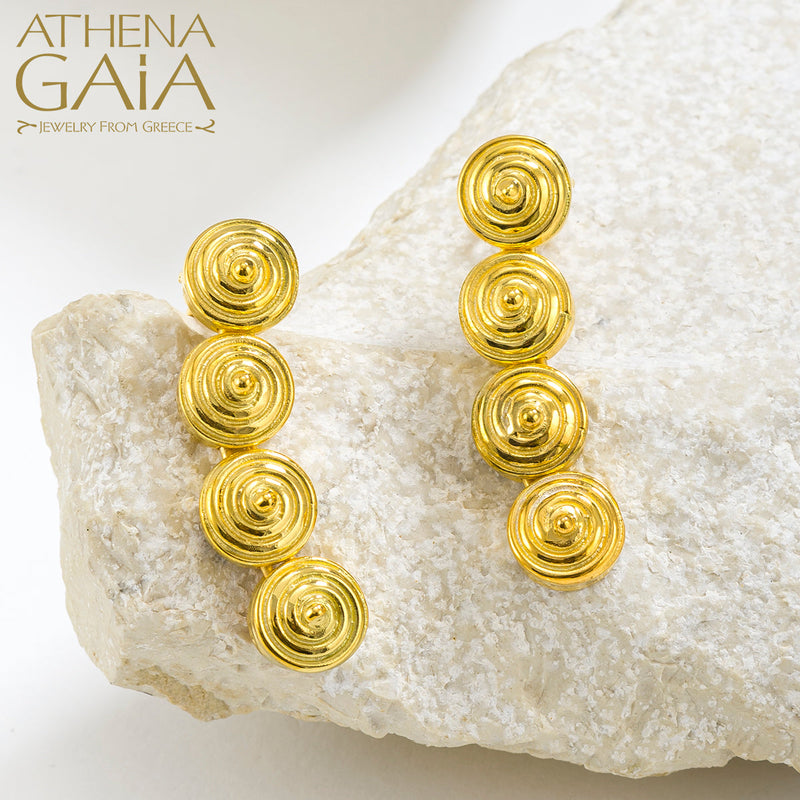 Cycladic Idols 4 Station Earrings - 18k Gold Earrings - Chandelier Earrings