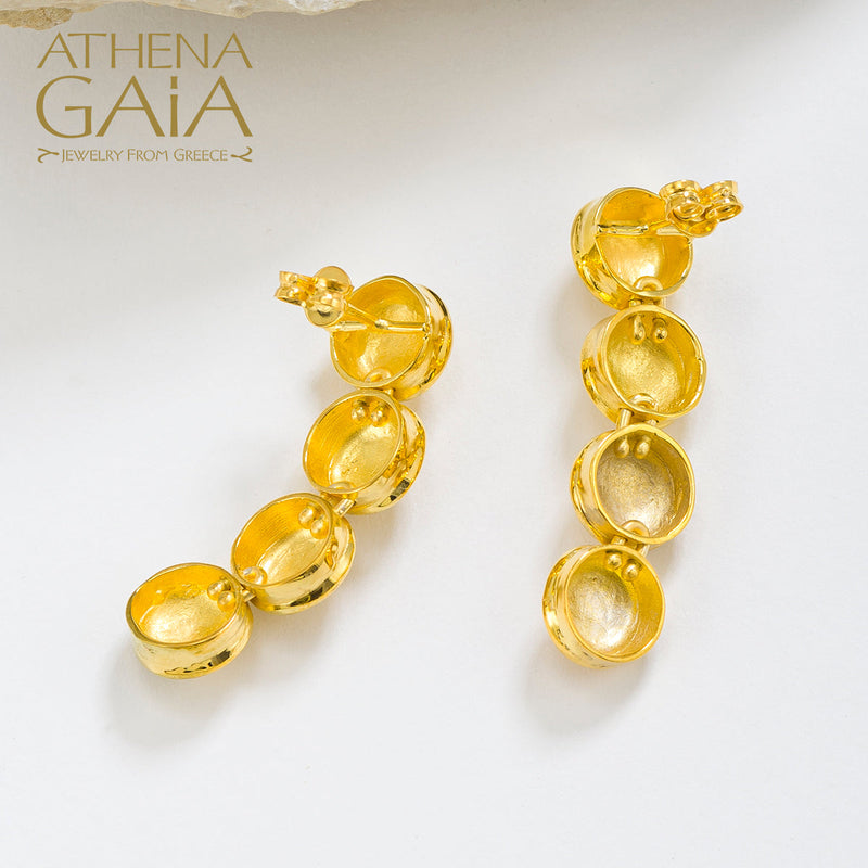 Cycladic Idols 4 Station Earrings - 18k Gold Earrings - Chandelier Earrings