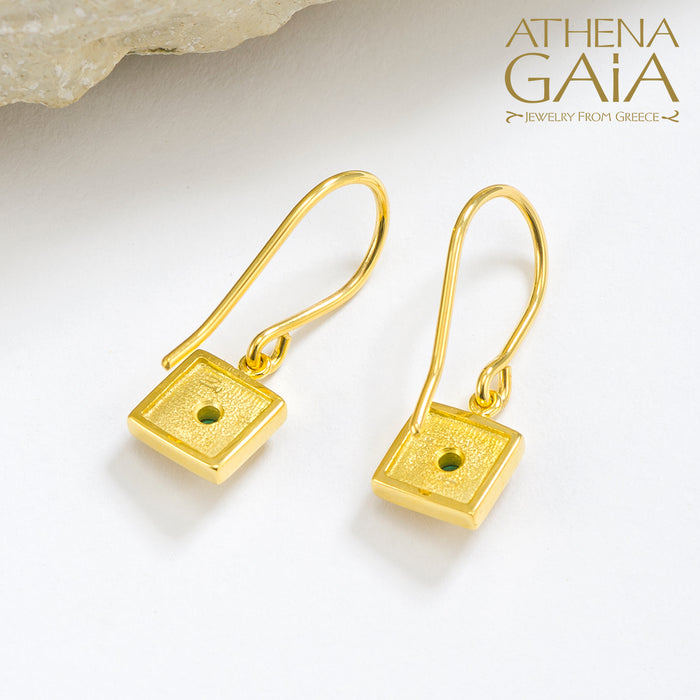 Byzantine Embroidery Small Square Hook Earrings