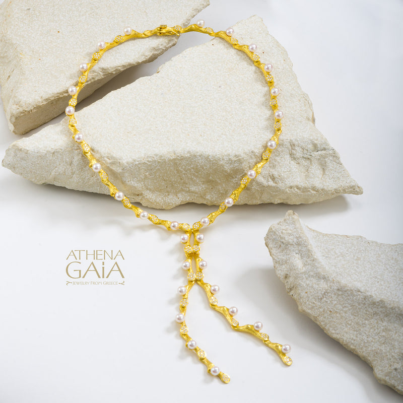 Four Seasons Convertible Full Winter Pearl Necklace - 18k Gold Necklace