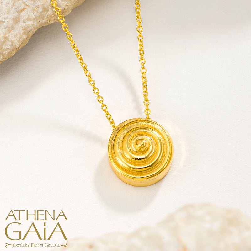 Cycladic Idols Spiral Pendant Necklace - 18k Gold Necklace