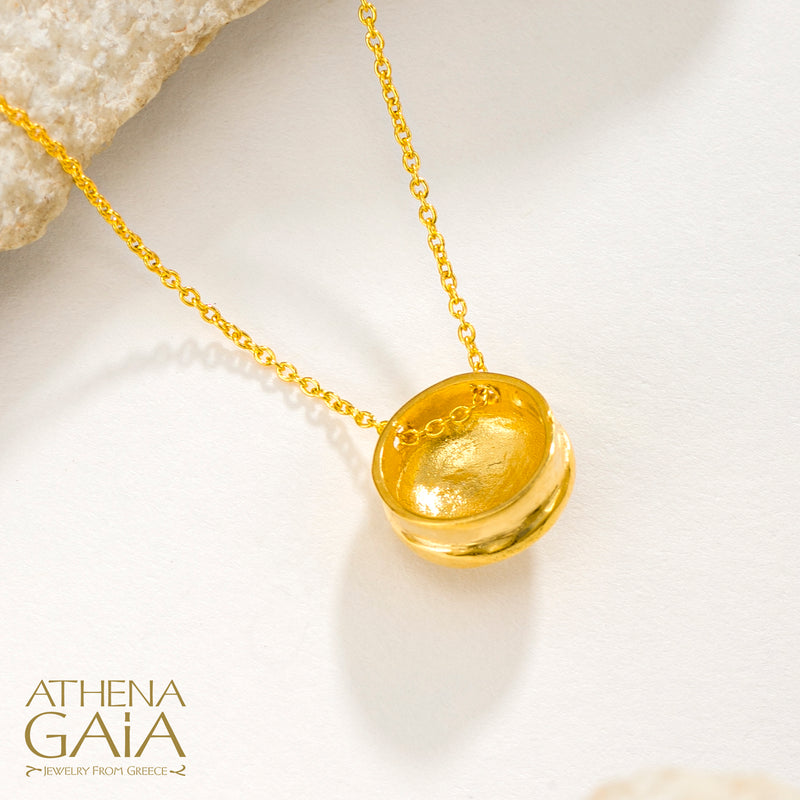 Cycladic Idols Spiral Pendant Necklace - 18k Gold Necklace