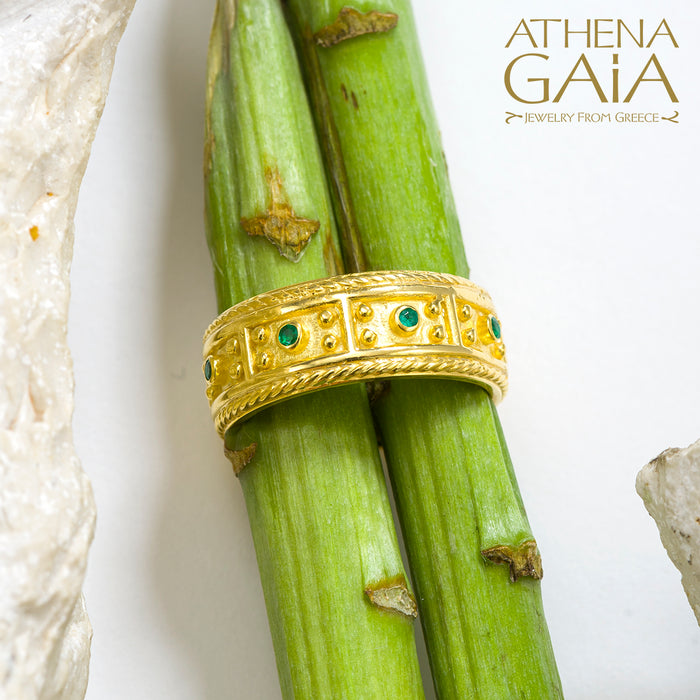 Byzantine Embroidery Block Ring